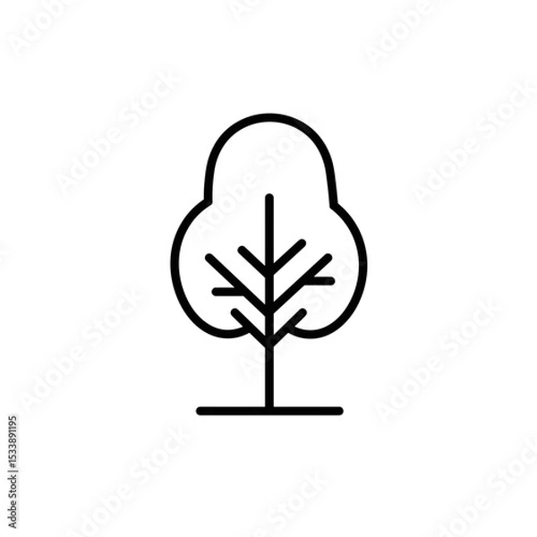 Fototapeta Simple line art depiction of a tree in minimalist style  