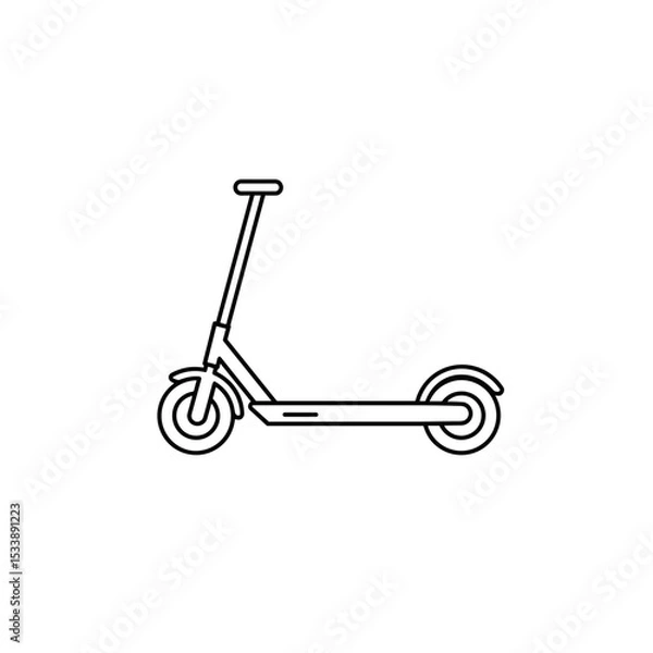 Fototapeta Outline of a modern scooter in minimalist style on a white background  