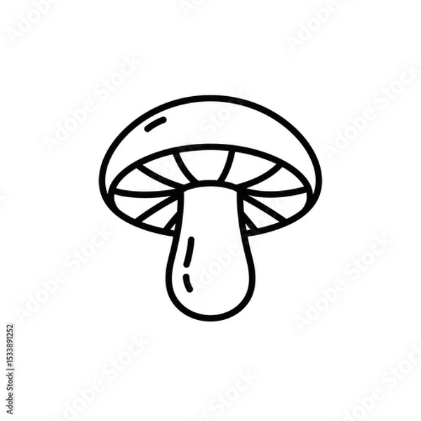 Fototapeta Line drawing of a mushroom against a simple white background  