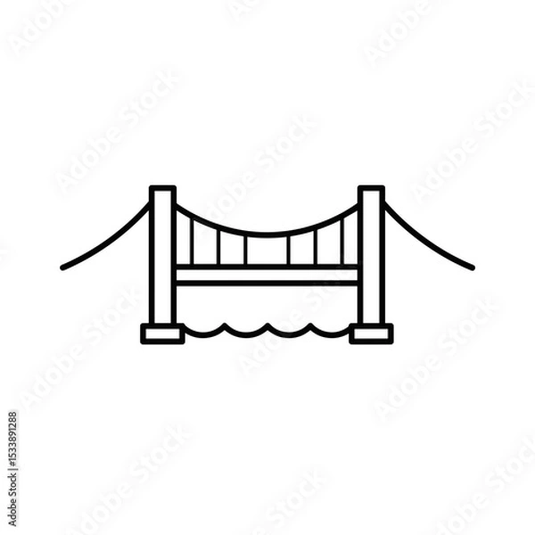 Fototapeta Abstract illustration of a bridge over water in a minimalist style  