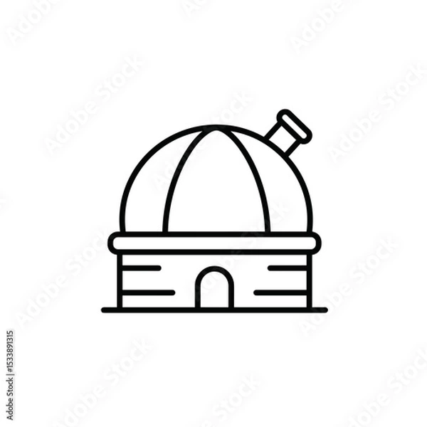 Fototapeta Line art illustration of a dome-shaped observatory building  
