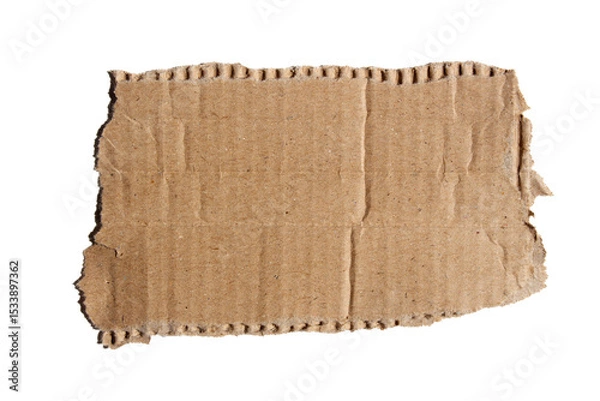 Obraz PNG Ripped torn one cardboard paper piece on transparent background, paper cut out design element