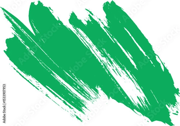 Fototapeta Abstract green brush stroke texture on white background artistic painted design element for creative graphic design projects and modern artwork