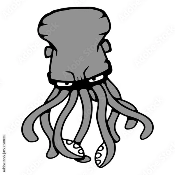 Obraz Octopus Cuttlefish Cephalopod Giant Squid Monster Isolated Vector Graphic Design Illustration
