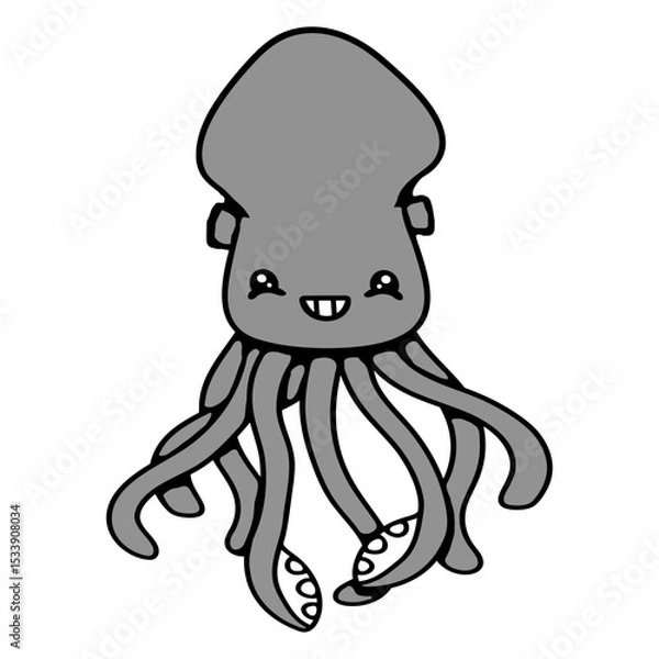 Obraz Octopus Cuttlefish Cephalopod Giant Squid Monster Isolated Vector Graphic Design Illustration
