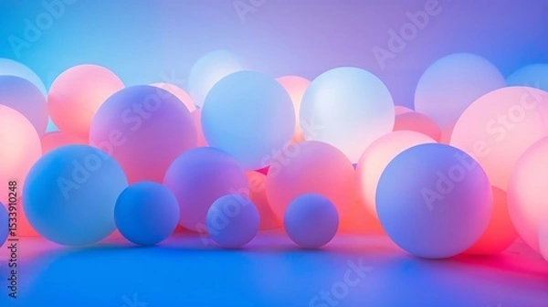 Fototapeta 3D rendering of a colorful abstract background with glowing balls.