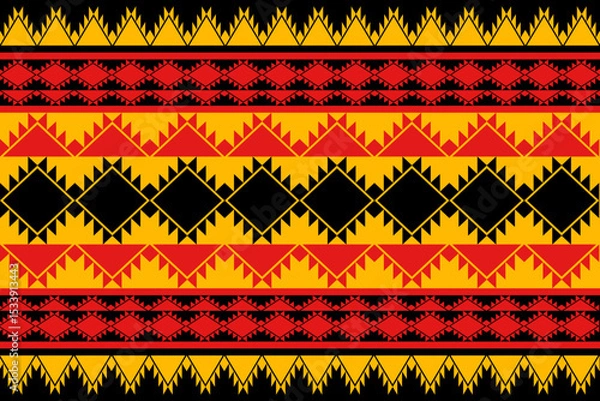 Obraz Vibrant Geometric Tribal Pattern Seamless Design Red Black Yellow Gold Textile Fabric Background