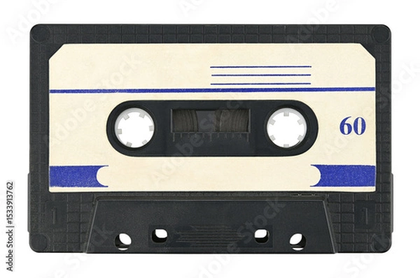 Obraz Old audio cassette tape isolated on a transparent background. Completely in focus. Full depth of field. PNG.