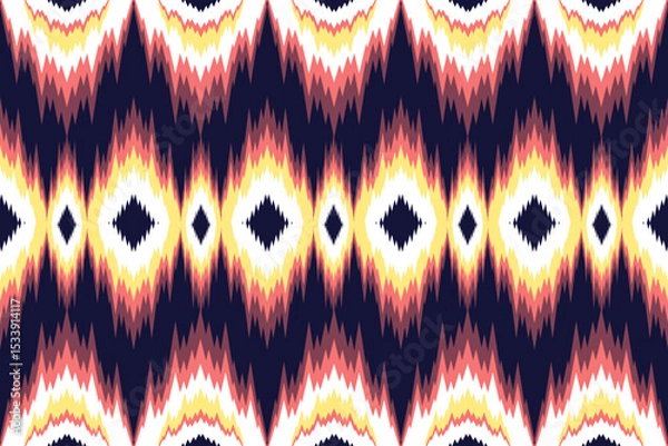 Obraz Seamless Ikat Pattern Vibrant Ethnic Textile Design for Fashion and Interior Decor