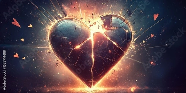 Fototapeta A fiery heart glowing red-hot set against a solid black background.
