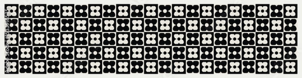Fototapeta Mid century modern floral geometric pattern in black and white. Graphical illustration for a unique banners, textiles and home décor.	
