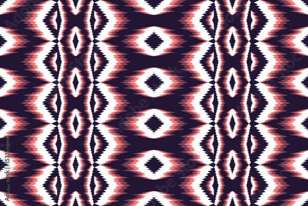 Obraz Bold Geometric Textile Pattern Design Red White and Dark Blue Seamless Repeat Background