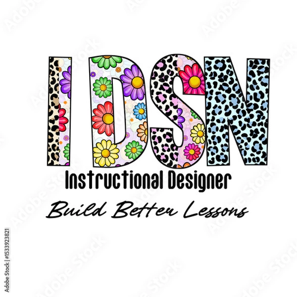 Fototapeta Colorful Flower and Leopard Print Design for IDS