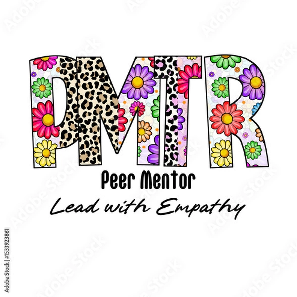 Fototapeta Colorful Flower and Leopard Print Design on Letters MTR