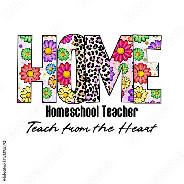 Fototapeta Colorful Home Design with Flowers and Leopard Print