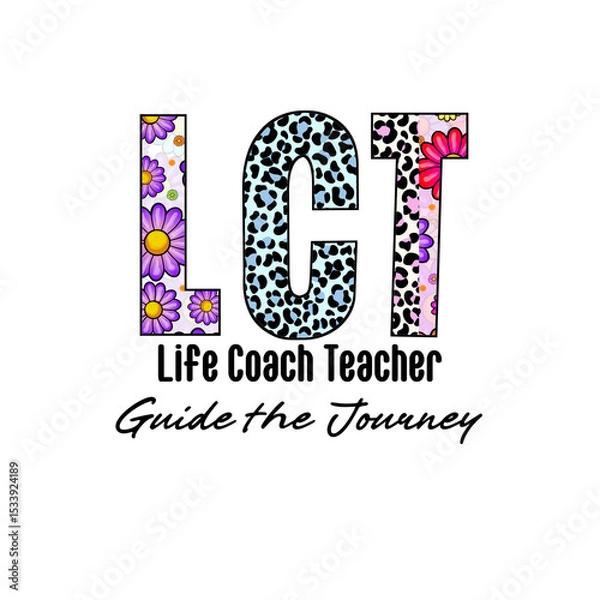 Fototapeta Colorful LCT Design with Flowers and Leopard Print