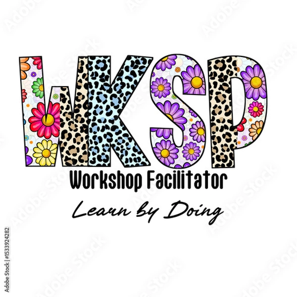 Fototapeta Colorful Letter Design with Leopard Print and Flowers - WKS Design