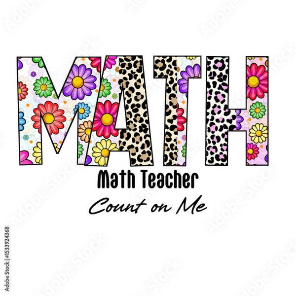 Fototapeta Colorful Math Design with Flowers and Leopard Print