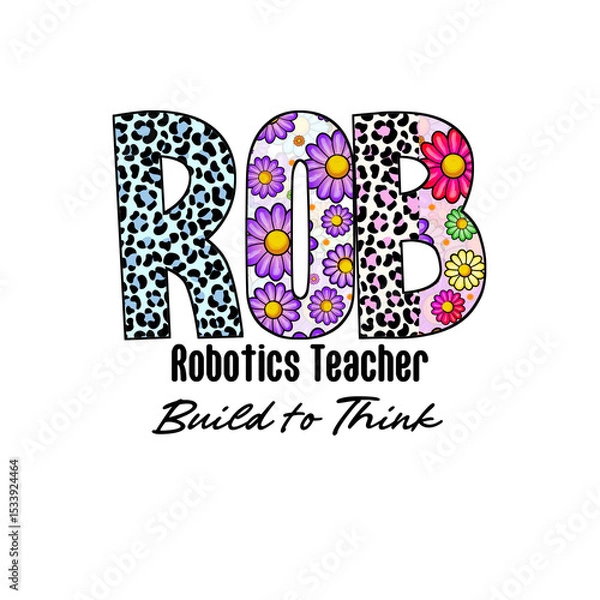 Obraz Colorful Name Design with Leopard and Flower Patterns for Rob