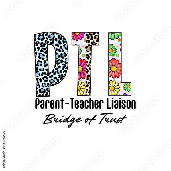 Fototapeta Colorful PTL Design with Leopard and Flower Patterns