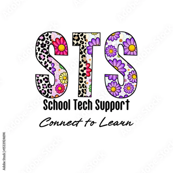 Fototapeta Colorful STS Design with Leopard Print and Flowers