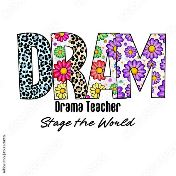 Fototapeta DRAMA Design with Leopard Print and Flowers - Apparel Graphic