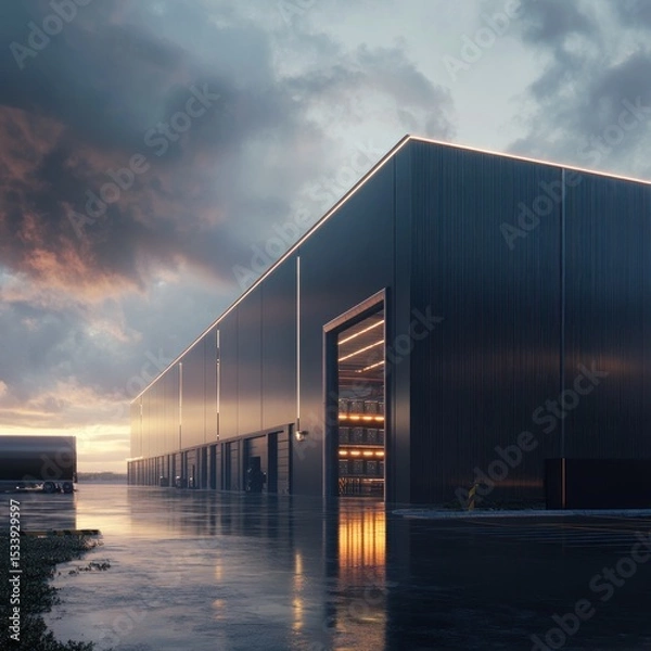 Obraz Modern Logistics Center at Dusk