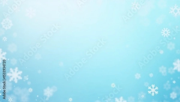 Obraz Snowflakes background, winter atmosphere, soft blue gradient, festive mood
