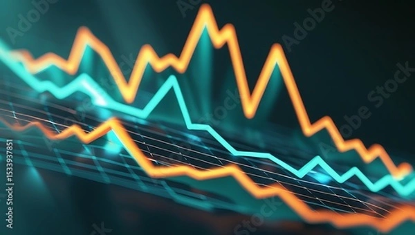 Fototapeta Abstract stock market graph showing decline
