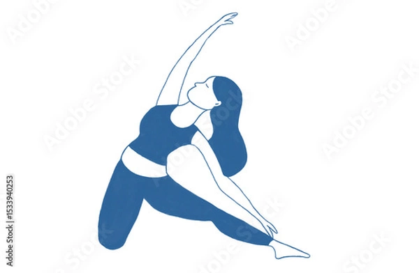 Obraz 手書き風イラストの女性のヨガポーズ、ヨガをする女性