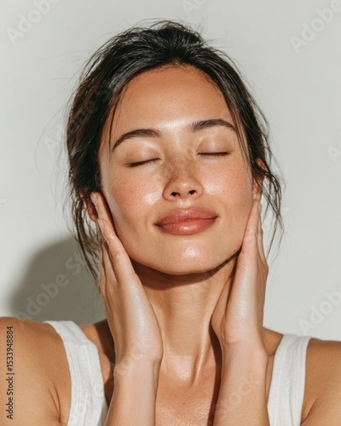 Fototapeta Beauty routine celebration indoor setting portrait photography calm environment close-up view self-care concept
