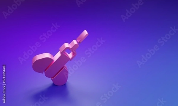 Fototapeta Pink Dart arrow icon isolated on purple-blue background. Minimalism concept. 3D render illustration