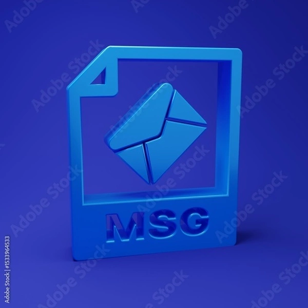 Fototapeta Blue MSG file document. Download msg button icon isolated on blue background. MSG file symbol. Minimalism concept. 3D render illustration