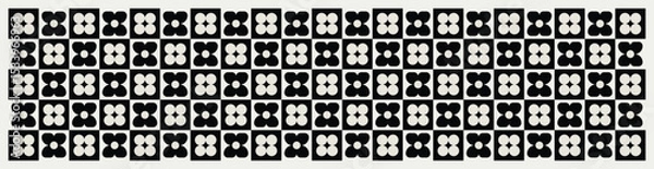 Fototapeta Mid century modern floral geometric pattern in black and white. Graphical illustration for a unique banners, textiles and home décor.	
