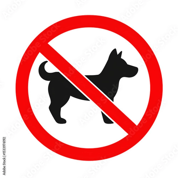 Fototapeta A "No Dogs Allowed" sign showing a dog silhouette crossed out with a red circle and line.