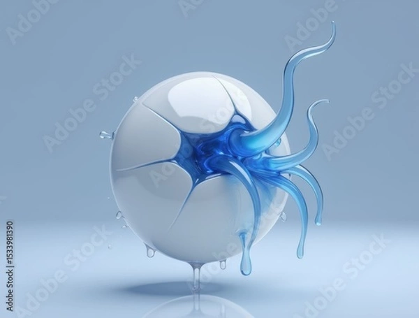 Obraz blue tentacle emerging from a broken egg