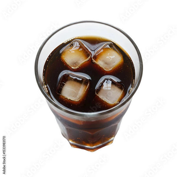 Obraz Refreshing Iced Coffee Closeup of a Glass with Ice Cubes
