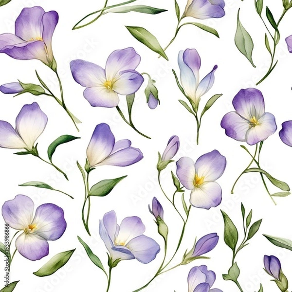 Obraz Delicate lavender flowers and foliage pattern.