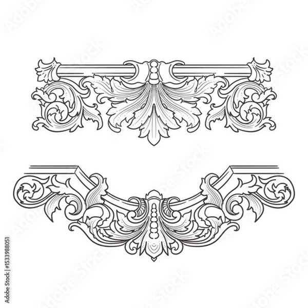 Fototapeta Vector set of vintage baroque ornament
