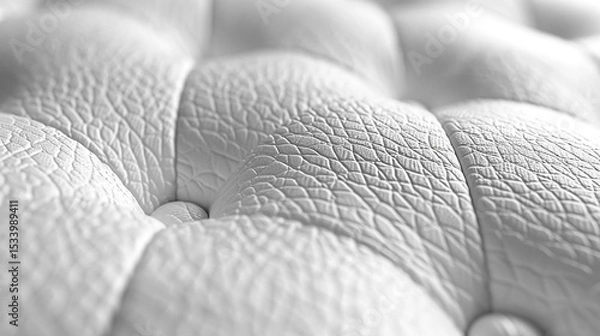 Fototapeta Classic white leather texture with clean stitching lines and soft shadow depth.