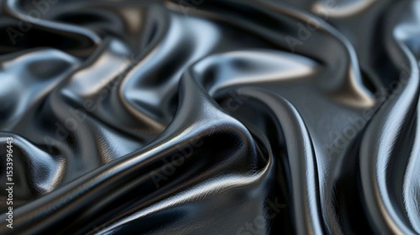 Fototapeta Close-up of smooth black leather texture with fine grain, subtle gloss, and luxury finish.