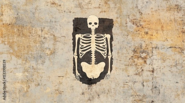 Fototapeta Modern distressed stomach icon with transparent center, designed for gritty survival theme, sleek and minimalistic aesthetic