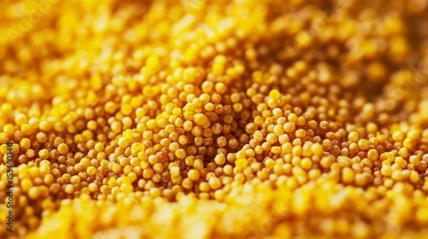 Obraz Close-up of small, round, golden-yellow granules.