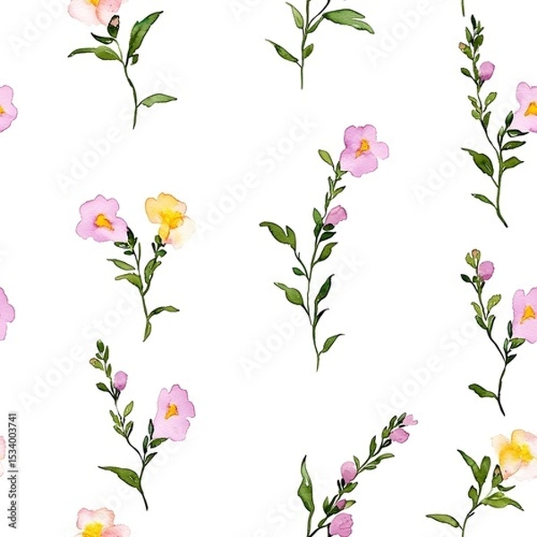 Obraz Delicate floral pattern featuring small blossoms and foliage.