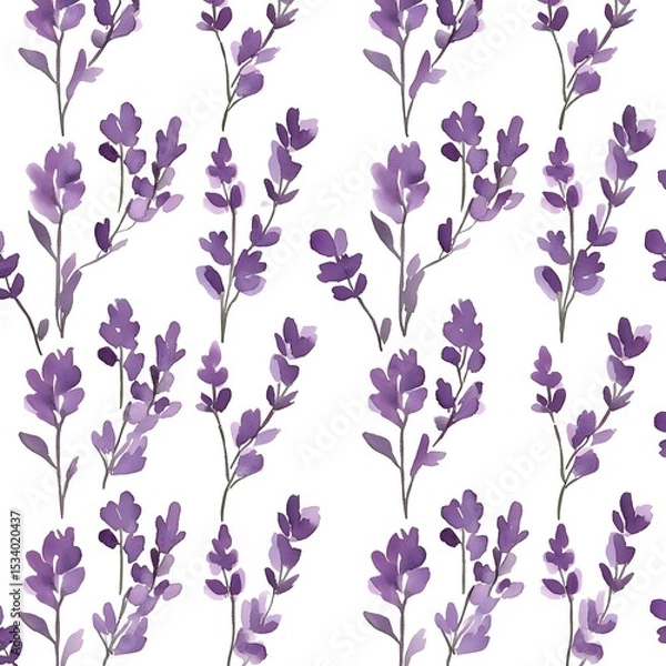 Obraz Delicate lavender floral pattern on a white background.
