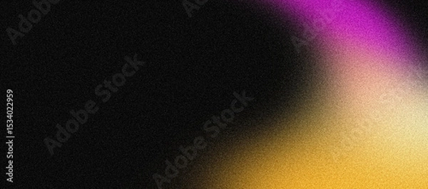 Fototapeta Magenta pink orange abstract grainy gradient shape on black backdrop