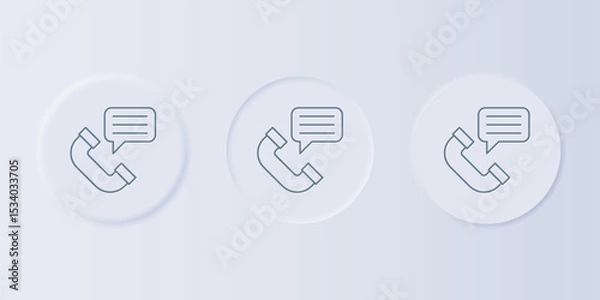 Fototapeta Grey Telephone conversation icon isolated on grey background. Telephone handset. Phone sign. Call center, communication. Set icons in square buttons. Vector