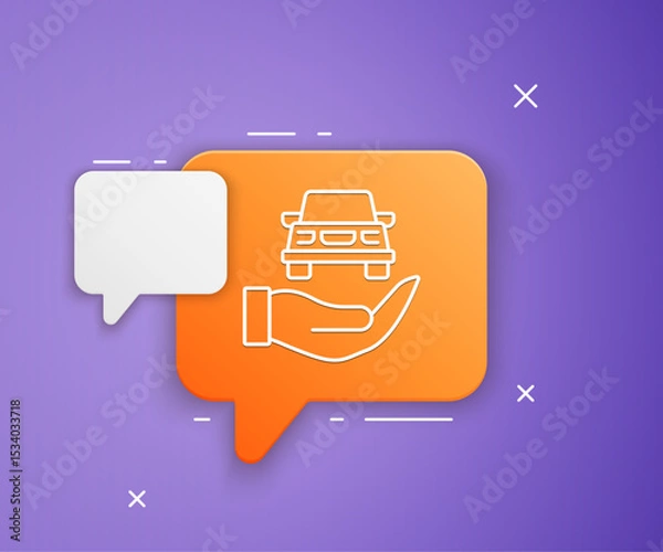 Fototapeta White Auto service check automotive icon isolated on purple background. Car service. Orange speech bubble symbol. Vector