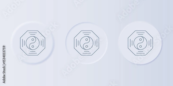 Fototapeta Grey Yin Yang symbol of harmony and balance icon isolated on grey background. Set icons in square buttons. Vector