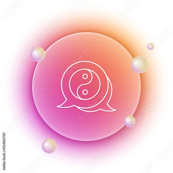 Fototapeta White Yin Yang symbol of harmony and balance icon isolated on white background. Orange and pink gradient circle background. Vector